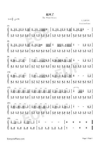 《起风了》数字简谱?起风了数字简谱完整版!